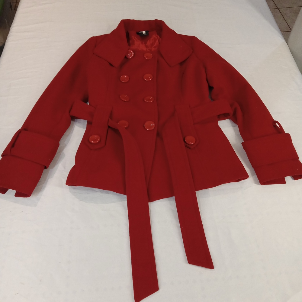 Neslay Paris Anthropologie Red Patchwork Brocade Coat Double Breast Size S